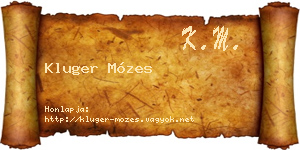 Kluger Mózes névjegykártya